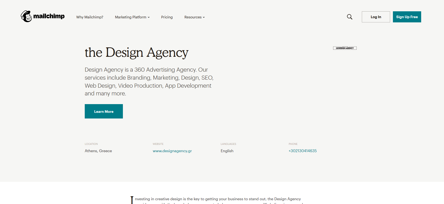 the Design Agency became an official expert on Mailchimp.com
