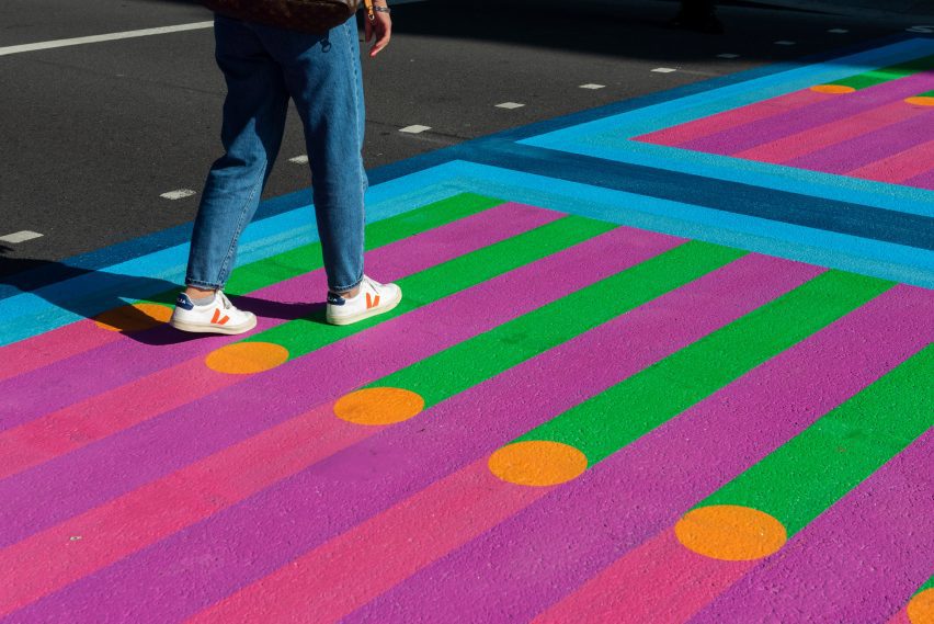 Yinka Ilori creates 18 colourful crossings over London's streets