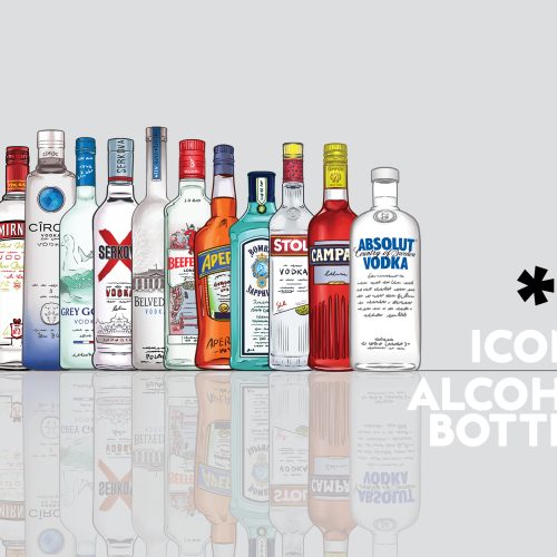 Iconic Alcohol bottles illustrations