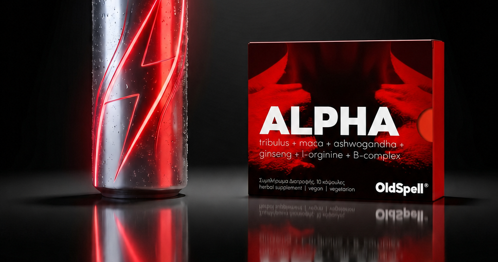 AI image ad for OldSpell ALPHA. Natural Supplement DFGmen